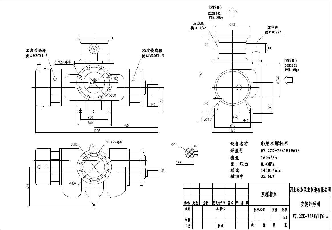 W7.2ZK-75Z1M1W61A船用双螺杆泵