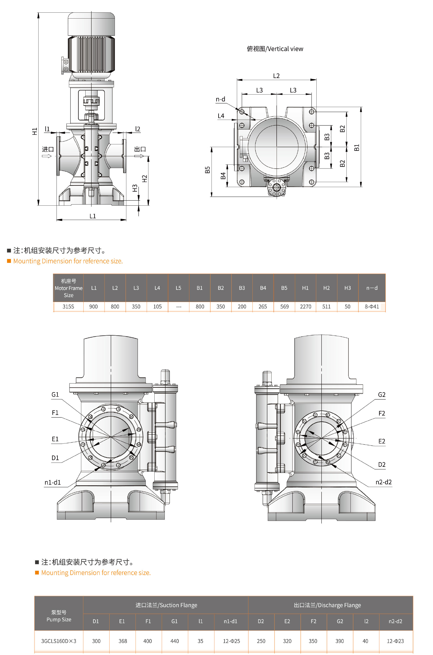 3GCLS160D*3W21立式三螺杆泵